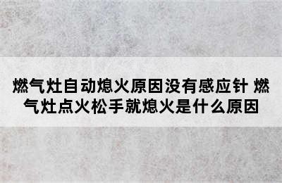 燃气灶自动熄火原因没有感应针 燃气灶点火松手就熄火是什么原因